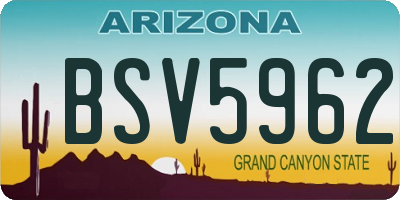 AZ license plate BSV5962