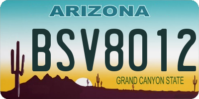 AZ license plate BSV8012