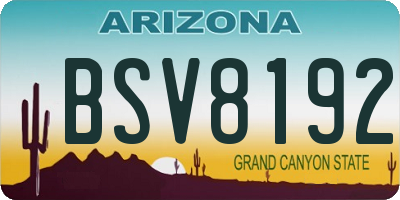 AZ license plate BSV8192