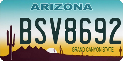 AZ license plate BSV8692