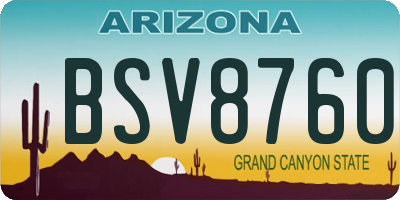 AZ license plate BSV8760