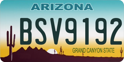 AZ license plate BSV9192