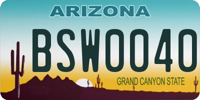 AZ license plate BSW0040