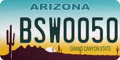 AZ license plate BSW0050