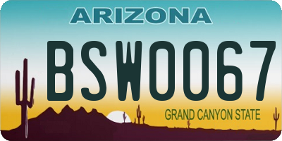 AZ license plate BSW0067