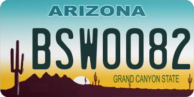 AZ license plate BSW0082