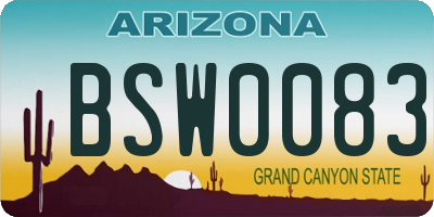 AZ license plate BSW0083
