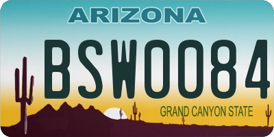 AZ license plate BSW0084