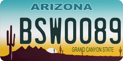 AZ license plate BSW0089