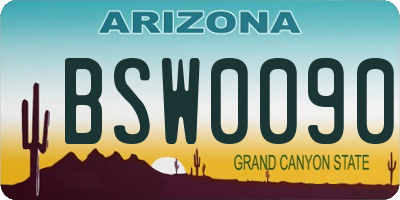 AZ license plate BSW0090