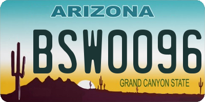 AZ license plate BSW0096
