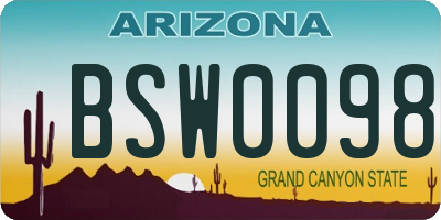 AZ license plate BSW0098