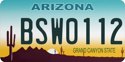 AZ license plate BSW0112