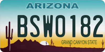 AZ license plate BSW0182