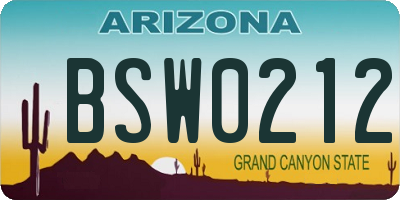 AZ license plate BSW0212