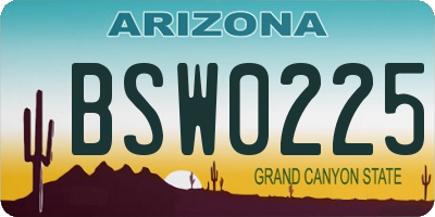 AZ license plate BSW0225