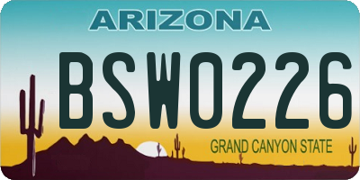 AZ license plate BSW0226