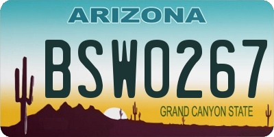 AZ license plate BSW0267