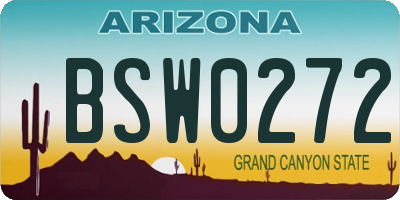 AZ license plate BSW0272