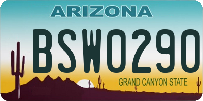 AZ license plate BSW0290
