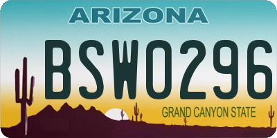 AZ license plate BSW0296