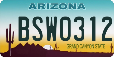AZ license plate BSW0312