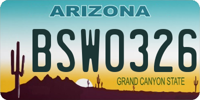 AZ license plate BSW0326