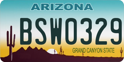 AZ license plate BSW0329