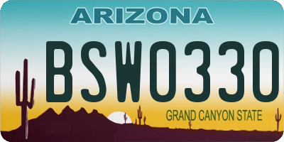 AZ license plate BSW0330