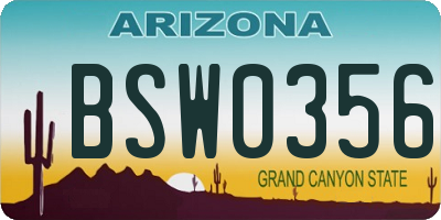 AZ license plate BSW0356