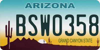 AZ license plate BSW0358