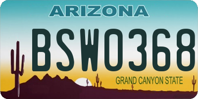 AZ license plate BSW0368