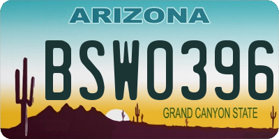 AZ license plate BSW0396