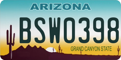 AZ license plate BSW0398