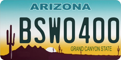 AZ license plate BSW0400