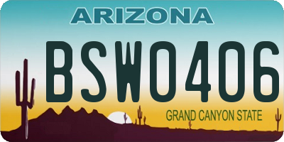 AZ license plate BSW0406