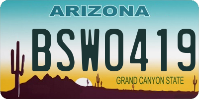 AZ license plate BSW0419