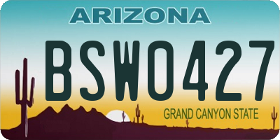 AZ license plate BSW0427