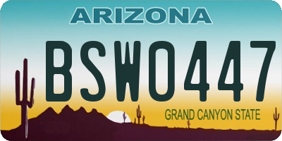 AZ license plate BSW0447