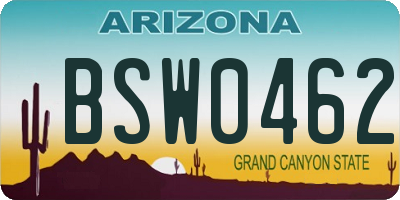 AZ license plate BSW0462