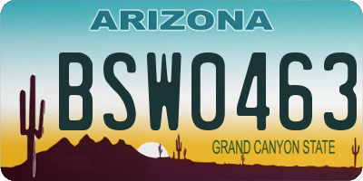 AZ license plate BSW0463