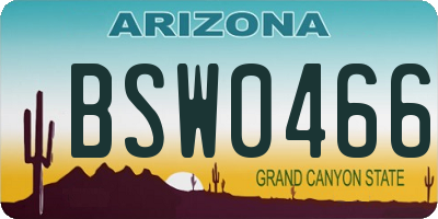 AZ license plate BSW0466