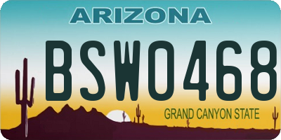 AZ license plate BSW0468