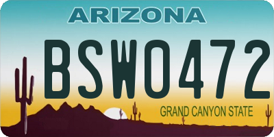 AZ license plate BSW0472