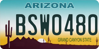 AZ license plate BSW0480