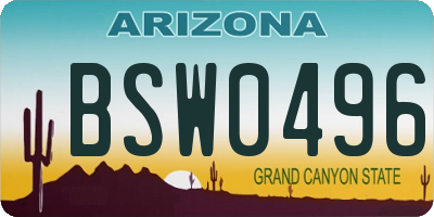 AZ license plate BSW0496