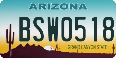 AZ license plate BSW0518