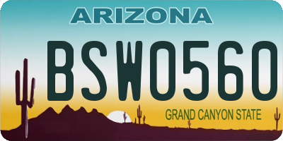 AZ license plate BSW0560