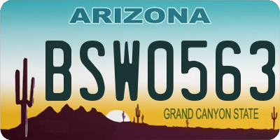 AZ license plate BSW0563