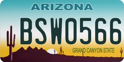 AZ license plate BSW0566